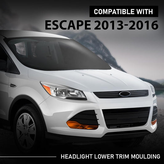 G-PLUS Front Right Lower Headlight Trim Moulding, Compatible with Ford Escape S/SE/Titanium Sport Utility 4-Door 2013-2016, Fit SEL Sport Utility 4-Door 2013, Passenger Side, CJ5Z13008D, DV45-8228-AA