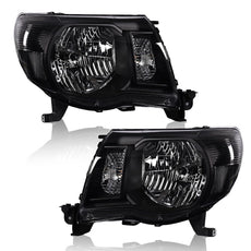 G-PLUS Headlights for Toyota Tacoma 2005-2011 Smoky Lens Black Housing Clear Reflector