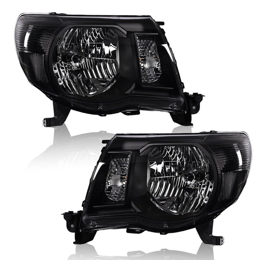 G-PLUS Headlights Compatible with Toyota Tacoma 2005-2011 Headlamps,Smoky Lens Black Housing Clear Reflector,faros delanteros