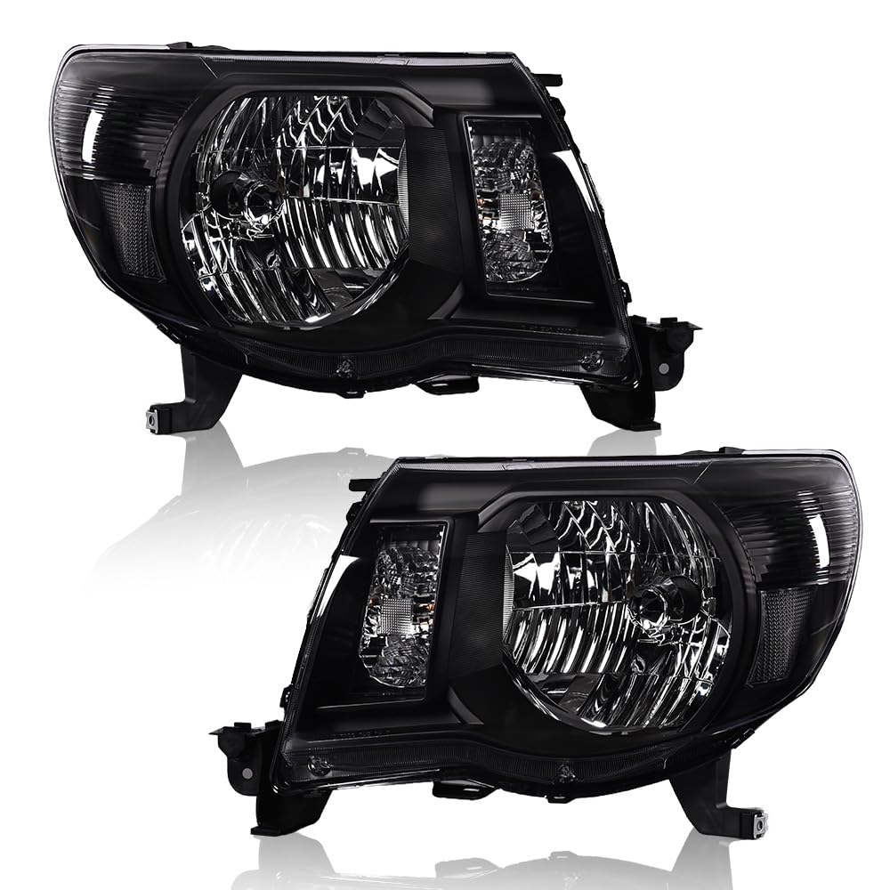 G-PLUS Headlights Assembly, Compatible with Toyota Tacoma 2005 2006 2007 2008 2009 2010 2011 Bumper Headlamps, Clear Lens Black Housing Clear Reflector,faros delanteros
