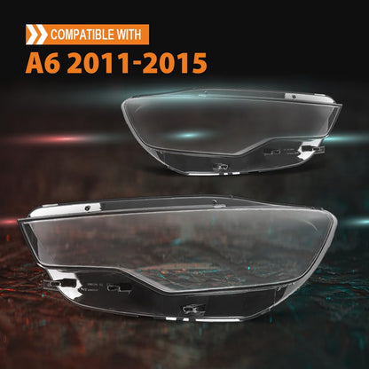 G-PLUS Headlight Lens Cover Compatible with Audi A6 C7 2011-2015 Left & Right Pair Front Headlamp Lens Cover Clear