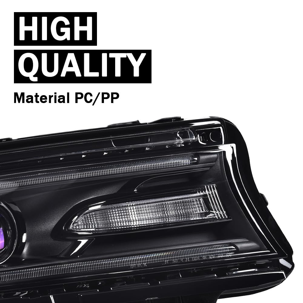 G-PLUS Headlight Fit for Dodge Charger 2015-2021, Right Passenger Bumper Headlamps,Clear Lens Black Housing Amber Reflector, CH2503270,faros delanteros