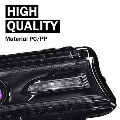 G-PLUS Headlight Fit for Dodge Charger 2015-2021, Right Passenger Bumper Headlamps,Clear Lens Black Housing Amber Reflector, CH2503270,faros delanteros