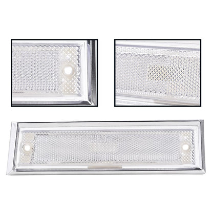 G-PLUS Front Side Marker Lights Assembly Compatible With Chevy Blazer/GMC Jimmy C/K R Pickup 1981-1991,Side Chrome Bezel Marker Lamps Pair Clear Lens