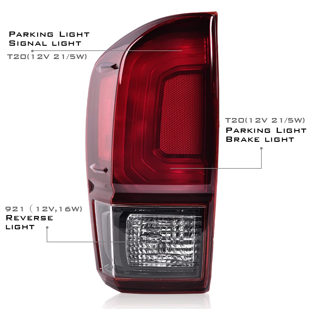 G-PLUS Rear Tail Light Compatible with Toyota Tacoma 2016-2023, Dark Red Rear Brake Lamp,Luces Traseras Left Driver 8156004170 8156004180