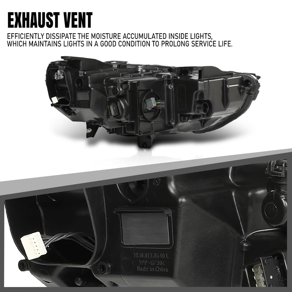 G-PLUS Halogen DRL Headlights Headlamps with Bulbs Set of 2 Left+Right Compatible with Buick Encore 2017-2022 42673065, 42698956 Clear Lens Black Housing
