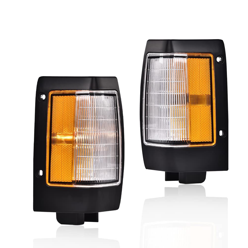 G-PLUS Parking Corner Side Marker Signal Light Lamp Pair Set Compatible with 1990-1997 D21 Pickup Black B611001G02, B611501G02 NI2551104, NI2550104