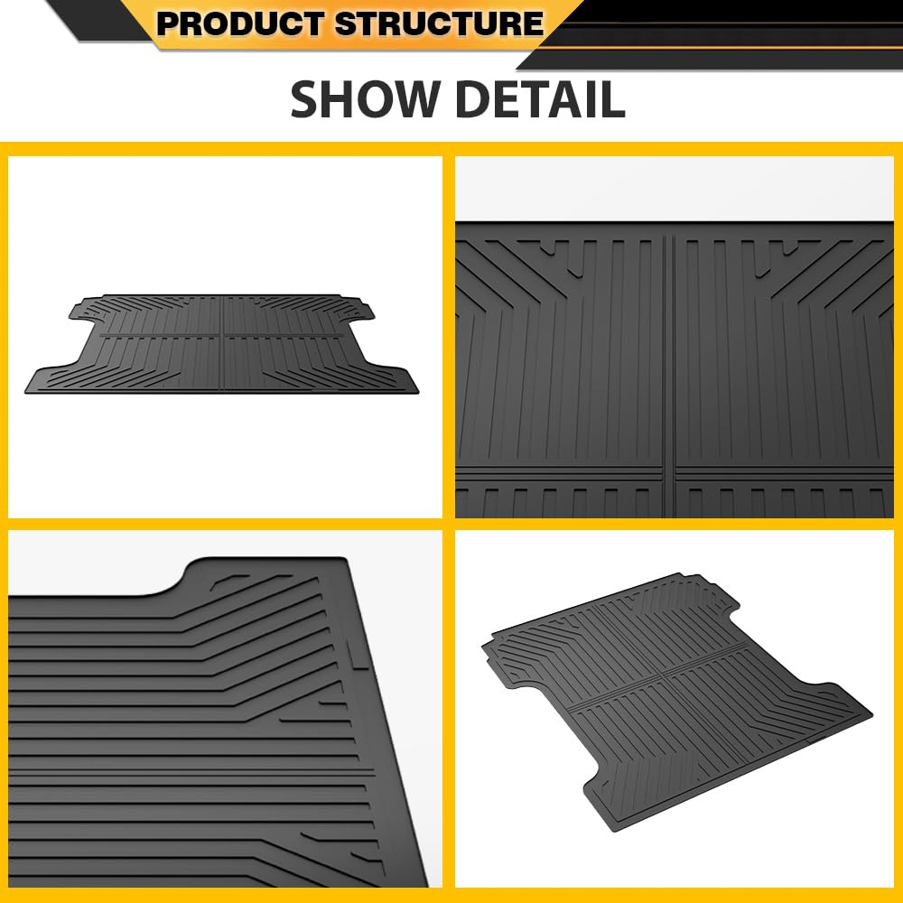 TPE Truck Bed Mat Cargo Liner, Compatible with Chevy Silverado GMC Sierra 1500 2014-2018 with 5'8" Bed, Vehicle Interior Accessories, All Weather Full Cover Protection