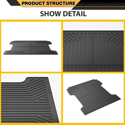 TPE Truck Bed Mat Cargo Liner, Compatible with Chevy Silverado GMC Sierra 1500 2014-2018 with 5'8" Bed, Vehicle Interior Accessories, All Weather Full Cover Protection