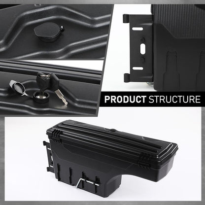 G-PLUS Truck Bed Storage Tool Box Right Passenger Side Compatible with Chevy Silverado/GMC Sierra 1500 2500 3500 1999 2000 2001 2002 2003 2004 2005 2006 2007 Black