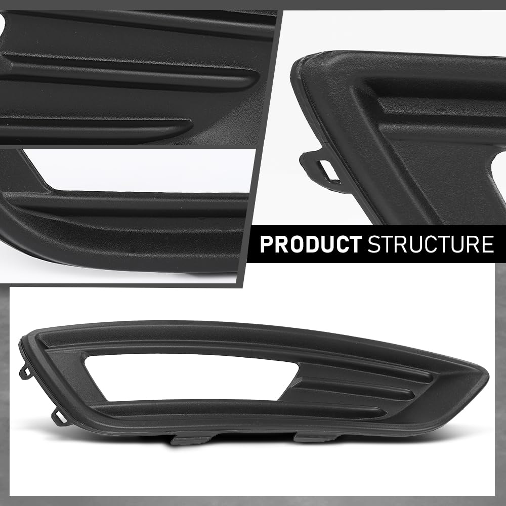 G-PLUS Fog Light Trim Cover, Compatible with Ford Focus 2015-2018, Passenger Side, F1EZ15266A, FO1039151 Black Right