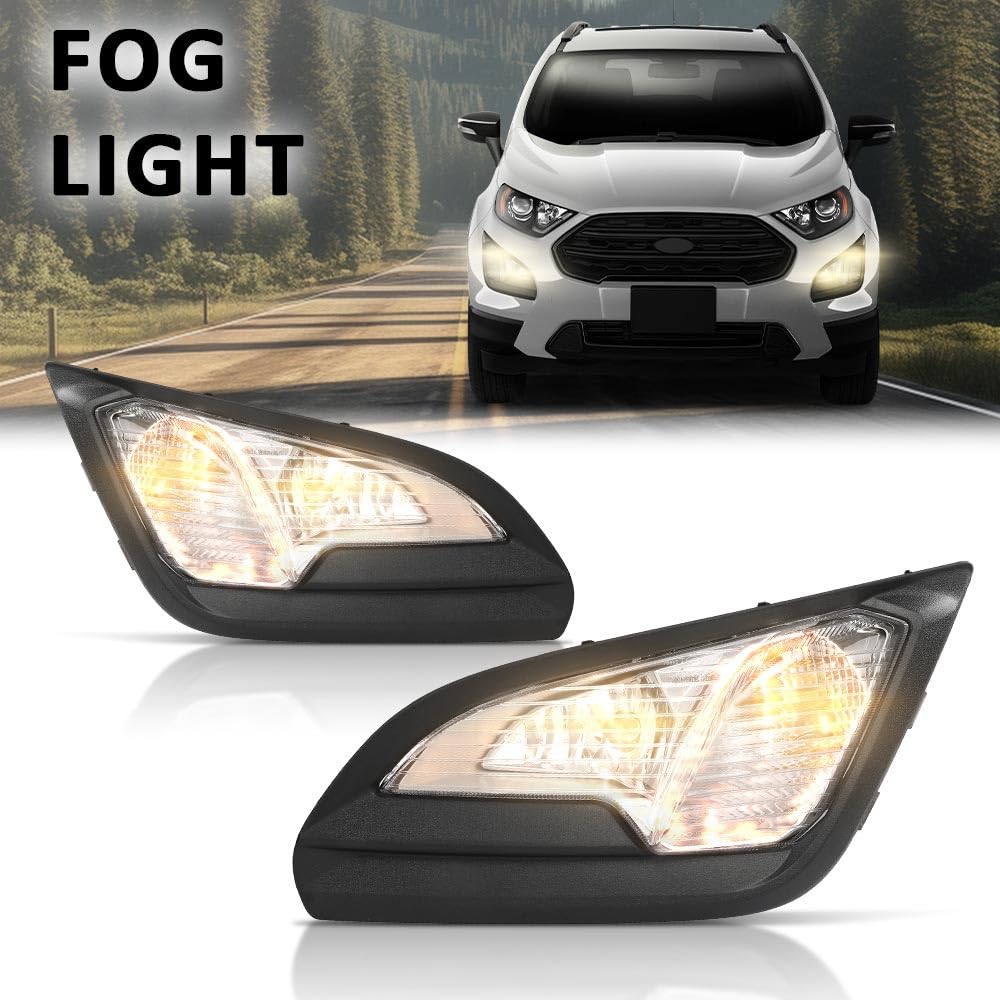 G-PLUS Front Fog Lights Pair Compatible with Ford EcoSport 2018 2019 2020 2021 2022 GN1Z15266AA, GN1Z15266AB, GN1Z15266BC, GN1Z15266BD, N1Z15266AA, GN1Z15266AB 2PCS White