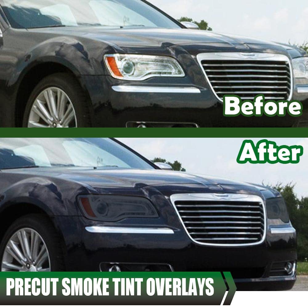 G-PLUS Front Headlight Side Precut Smoke Tint Compatible with 2011-2020 Chrysler 300 300C