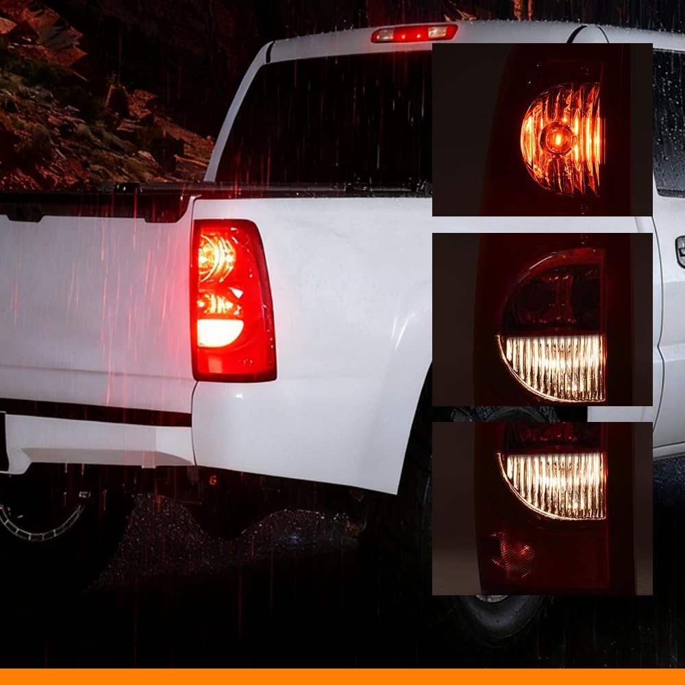 G-PLUS Headlights Assembly & Tail Lights Fit Chevy Silverado 1500 1500 HD 2500 2500 HD 2003-2006, Clear Lens Chrome Housing Amber Reflector Headlamps Assembly Red Taillights