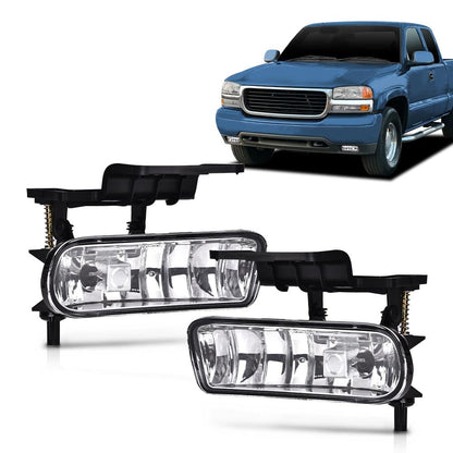 G-PLUS Fog Lights Lamp Left Right Compatible With Chevy Silverado 1500/2500 1999-2002/Fit Chevy Silverado 3500 2001-2002/Fit Chevy Tahoe/Suburban 2000-2006 Clear Lens