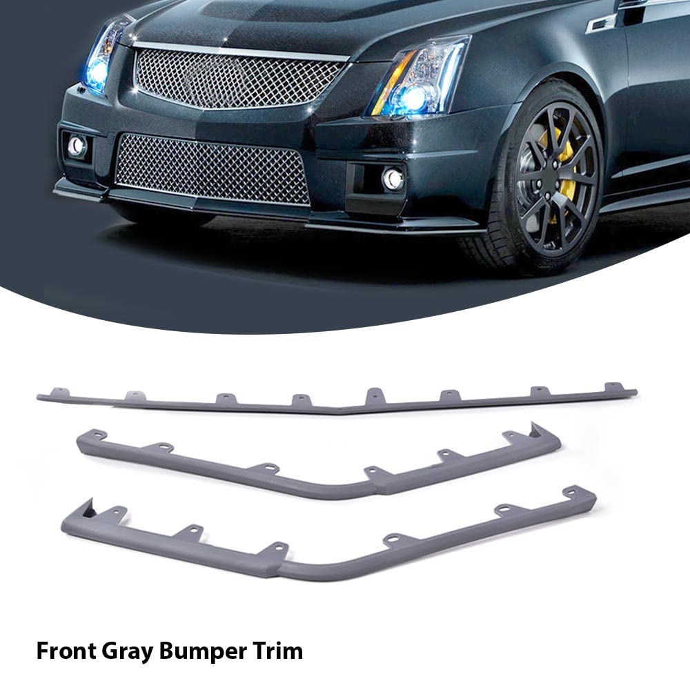 G-PLUS Front Bumper Molding Trim Kit Compatible with Cadillac CTS V Model 2009-2015 Front Bumper Trim Gray-3 Pieces 25882978 GM1044116 Grey