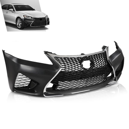 G-PLUS Front Bumper Set 6Pcs Compatible with 2013-2015 LX GS GS350 GS450 Conversion to 16+ GS F, (1 Front Bumper+1 Center Grille+2 Fog Lamp Frame+ 1 License Plate + 1 Small Bracket))