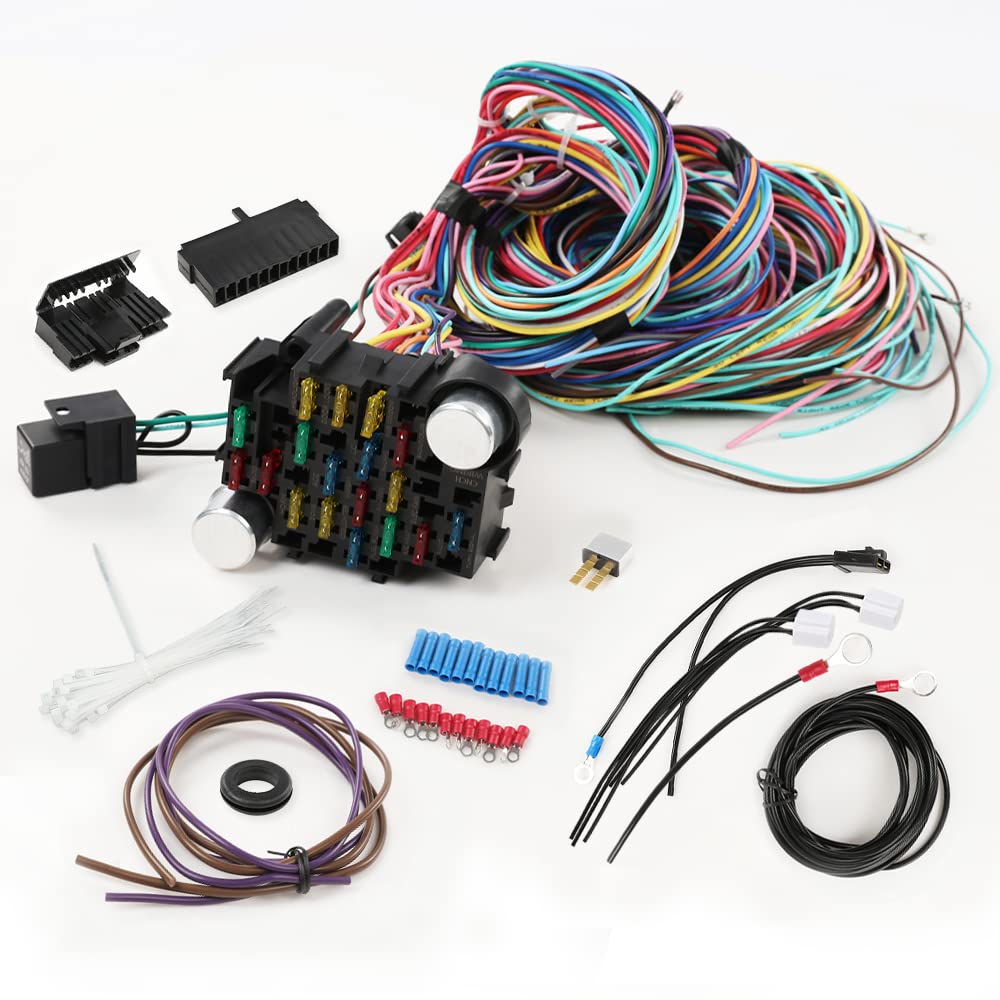 G-PLUS Extra Long Wire 21 Circuit Harness Compatible with Chevy Mopar Ford Hotrod