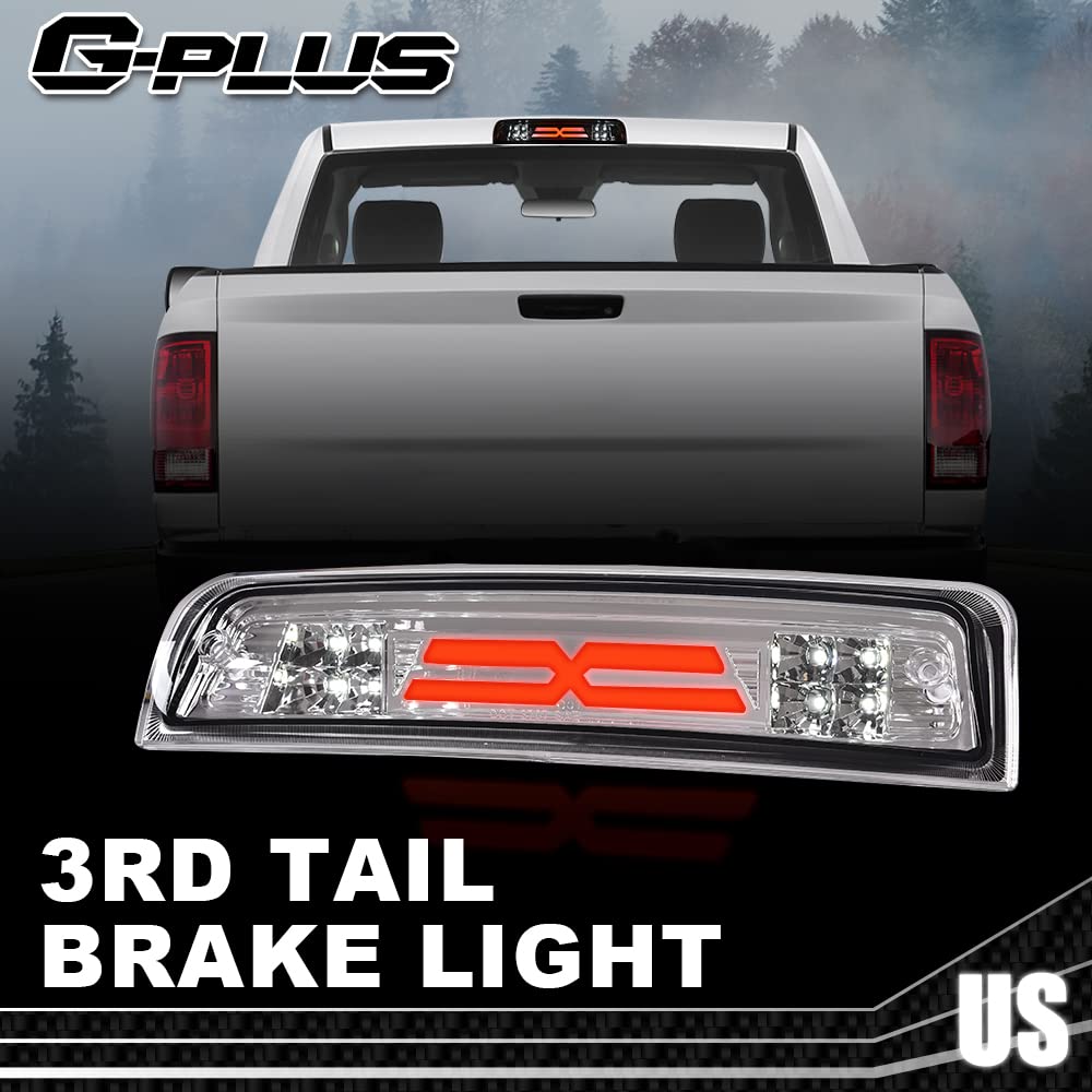 G-PLUS 3D LED Bar Truck Third 3rd Tail X Brake Light Compatible With 2009-2010 Dodge Ram 1500 2011-2017 Ram 1500 2500 3500 55372082AE 55372082AF High Mount Stop light