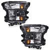 G-PLUS Headlights Compatible with Ford F150 2015-2017 Headlamps Driver Passenger Side Clear Lens Black Housing Amber Reflector,faros delanteros