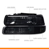 G-PLUS Left & Right Headlight & LED 3rd Third Brake Light Compatible with Chevy Silverado GMC Sierra 1500 2500HD 3500 1999-2006