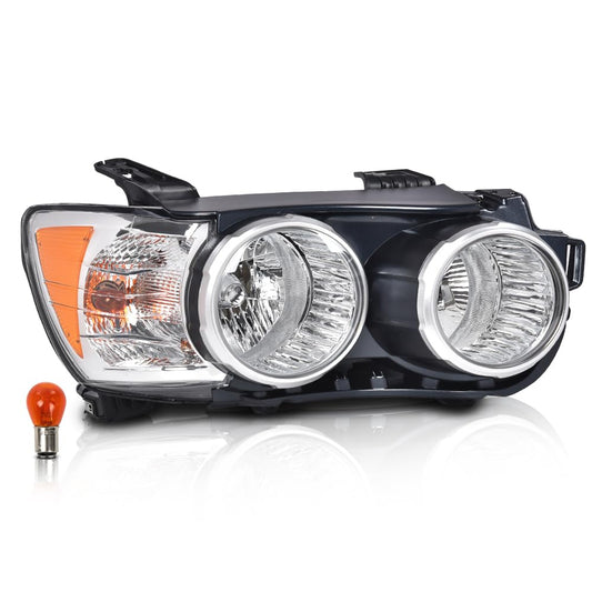 G-PLUS Headlight Assembly Compatible with Chevy Sonic 2012 2013 2014 2015 2016 Front Halogen Headlamp Passenger Right Side Clear Lens Black Housing Amber Reflector Bumper Headlamps,faros delanteros