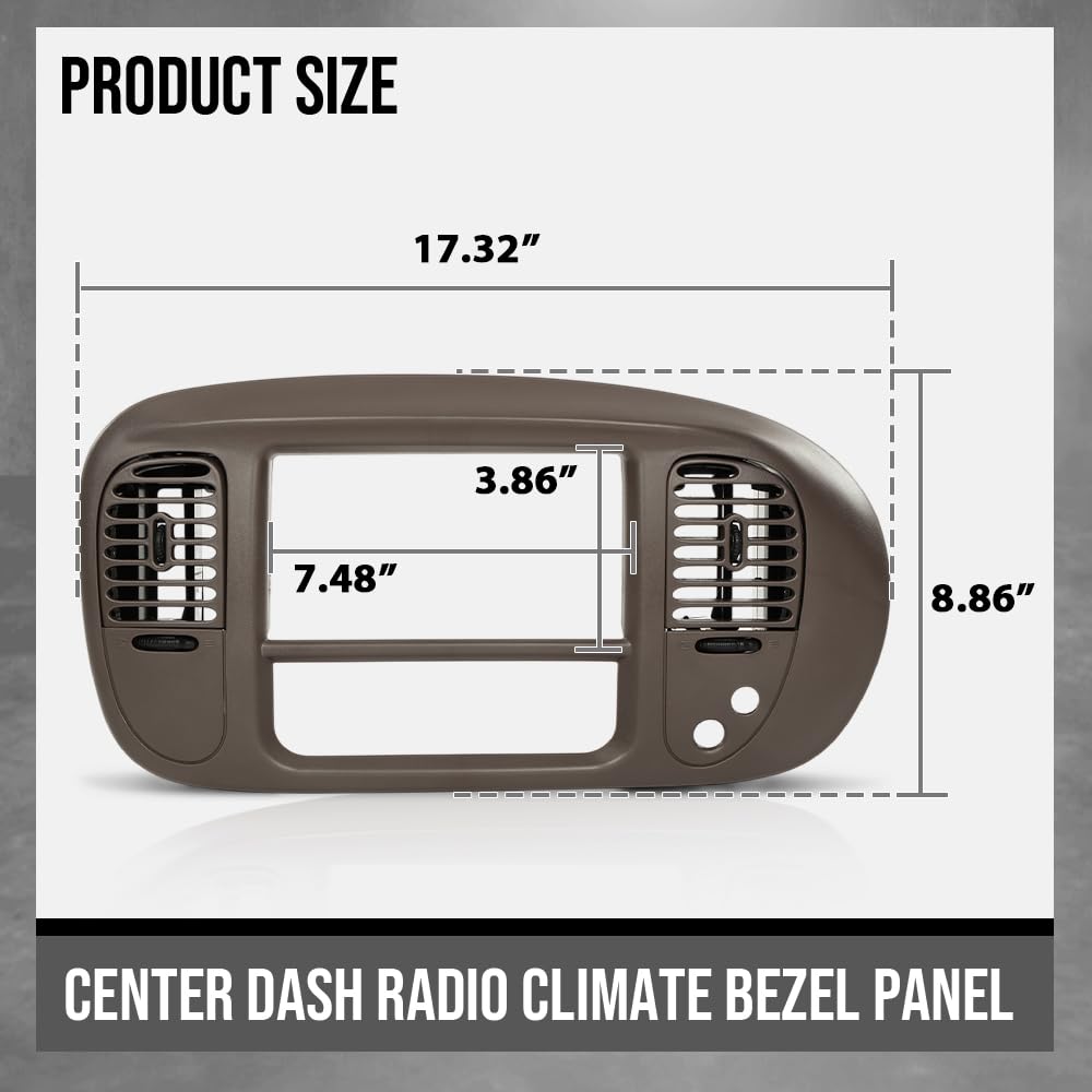 G-PLUS Center Dash Radio Bezel Compatible with Ford F150 Expedition 1997-2003 Brown Dashboard Cover