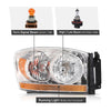 G-PLUS Headlights Assembly w/Bulbs Light Bar Right Passenger Side Compatible with Dodge Ram 1500 2006-2008/Fit Dodge Ram 2500 3500 2006-2009 Clear Lens Chrome Housing Amber Reflector 55077794AB