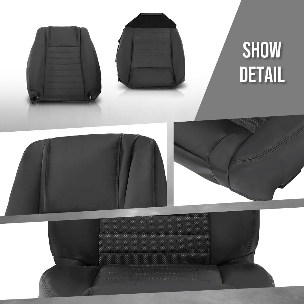 G-PLUS Driver Bottom and Top Seat Cover Compatible with Ford Mustang 2005-2009 Black Car Seat Cover Replacement