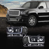 G-PLUS LED DRL Headlights Assembly, Compatible with 1999-2007 GMC Sierra 1500/2001-2007 GMC Sierra 1500 HD Bumper Headlamps, Smoky Lens Black Housing Clear Reflector,faros delanteros