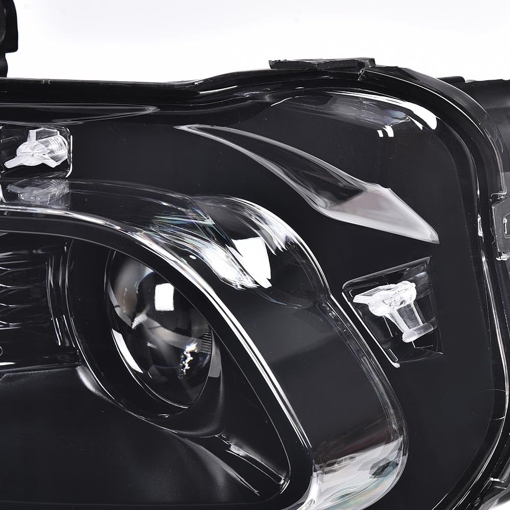 G-PLUS One Left Driver Side Headlight Compatible with Jeep Cherokee Trailhawk 2014-2016 Headlamp w/Bulbs Halogen Clear Lens Black Housing Amber Reflector Bumper Headlamps,faros delanteros