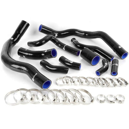 G-PLUS 3-Ply Nylon Silicone Radiator Coolant Pipe Hose Kit Clamps, Compatible with BMW Mini Cooper S R53 2001-2006 (Black)