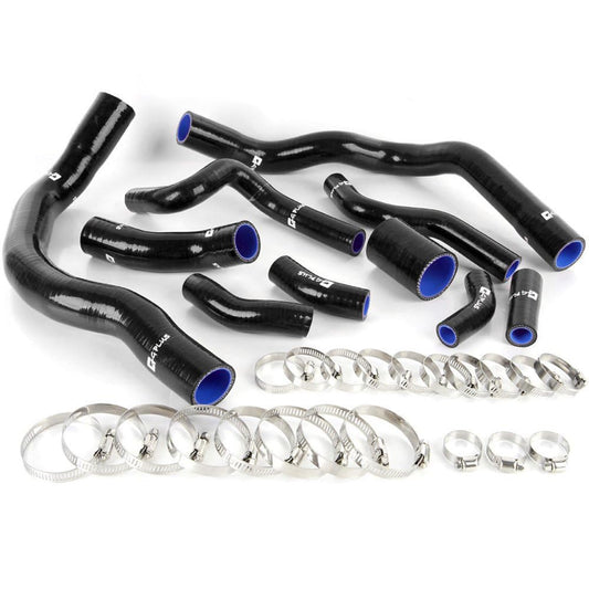 G-PLUS 3-Ply Nylon Silicone Radiator Coolant Pipe Hose Kit Clamps, Compatible with BMW Mini Cooper S R53 2001-2006 (Black)