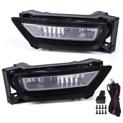 G-PLUS Fog Light Lamps Kit Compatible With 2013-2015 Honda Accord Sedan,Driving Fog Lamps W/Switch Bulbs Bezel Driver & Passenger Pair (Clear Lens)