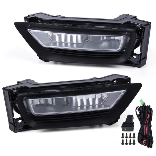 G-PLUS Fog Light Lamps Kit Compatible With 2013-2015 Honda Accord Sedan,Driving Fog Lamps W/Switch Bulbs Bezel Driver & Passenger Pair (Clear Lens)