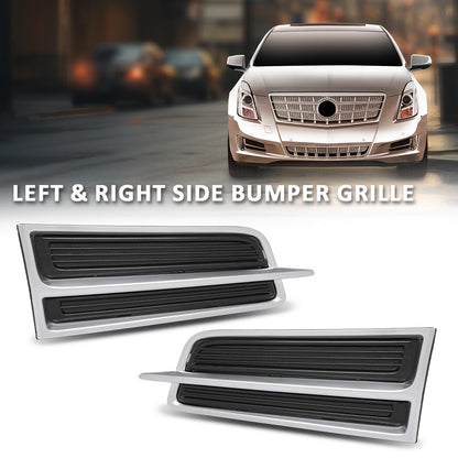 G-PLUS Bumper Grille Fog Light Cover Left & Right Side Compatible with Cadillac XTS 3.6L 2013-2017,Fit Models With Daytime Running Light 20901633, 20901632, GM1039149, GM1038149 Chrome Black