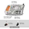 G-PLUS Headlight Assembly w/Bulbs,Fit Dodge Ram 1500 2500 3500 2009-2018 Factory,Front Headlamp Right Passenger Side Clear Lens Chrome Housing Amber Reflector Bumper Headlamps,faros delanteros
