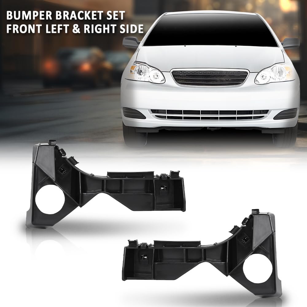 G-PLUS Front Left & Right Side Bumper Bracket Set Compatible with Toyota Corolla CE/LE/S 2003-2008 5211502061 Black