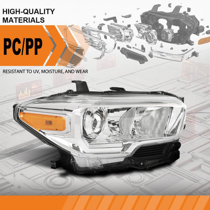 G-PLUS Headlight Assembly Left and Right Side w/o LED Daytime Running Light Compatible with Toyota Tacoma SR Crew Cab/Extend Cab Pickup 2019-2023 2PCS White