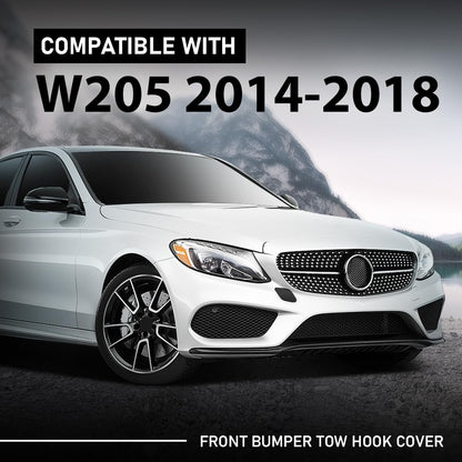 G-PLUS Front Bumper Towing Cover Tow Hook Cover Compatible with Benz W205 C-Class C200/220/250/300/350/400 2015-2018 A2058850324