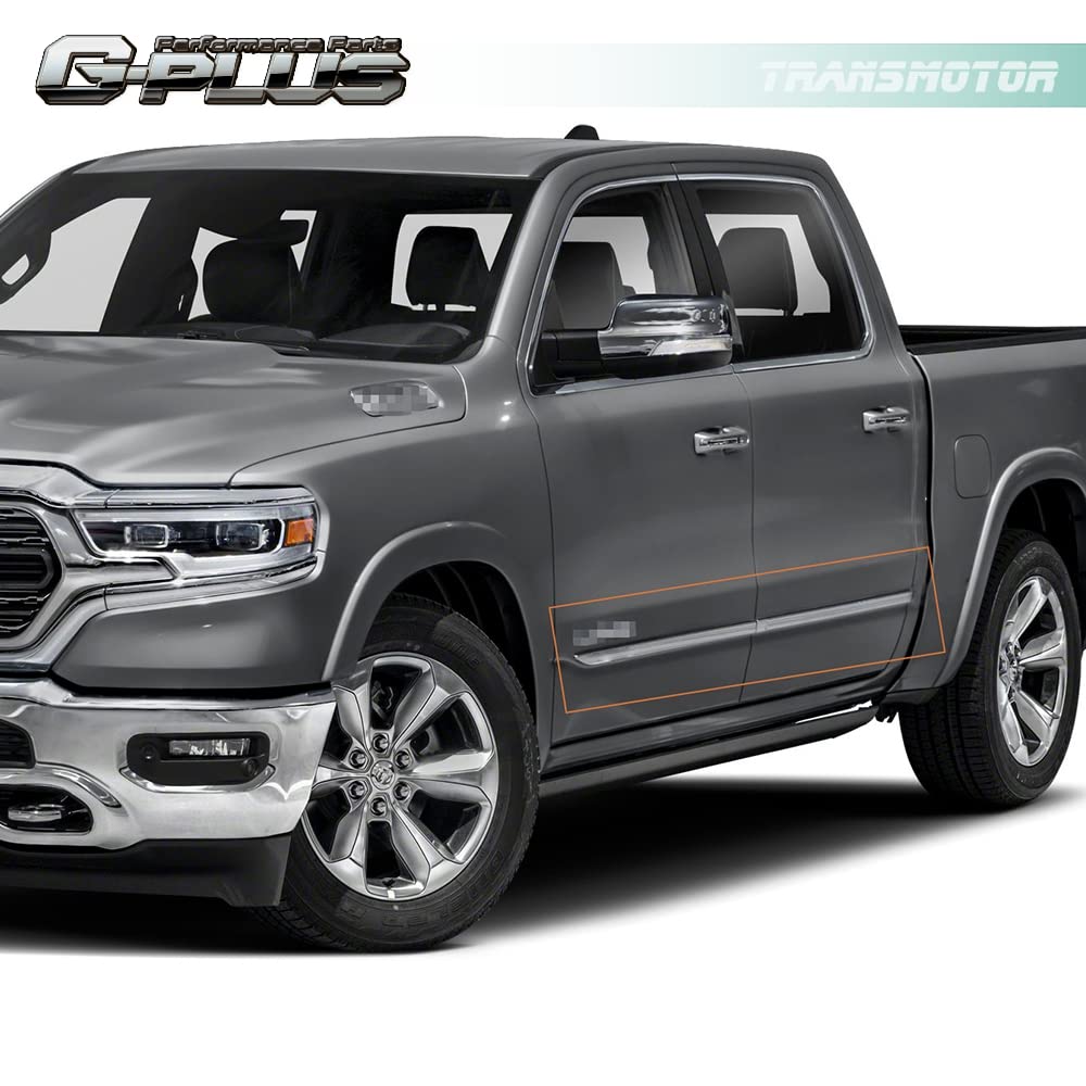 G-PLUS Body Side Moldings Trim Compatible with 2019-2021 Dodge RAM 1500 Crew Cab,Chrome Garnish,4pcs