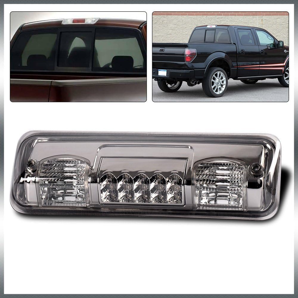 G-PLUS 3rd Third Brake Light Compatible with 2004-2008 Ford F150 Lobo/Fit 2007-2010 Ford Explorer/Fit 2006-2008 Lincoln Mark LT High Mount Stop Lights Smoky Lens Chrome Housing