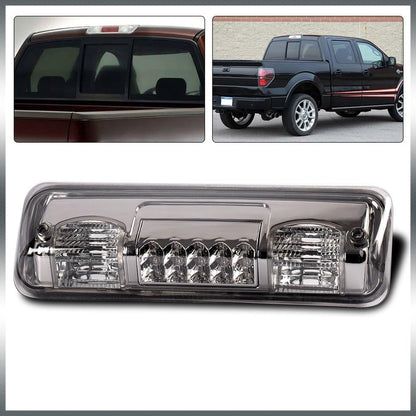 G-PLUS 3rd Third Brake Light Compatible with 2004-2008 Ford F150 Lobo/Fit 2007-2010 Ford Explorer/Fit 2006-2008 Lincoln Mark LT High Mount Stop Lights Smoky Lens Chrome Housing