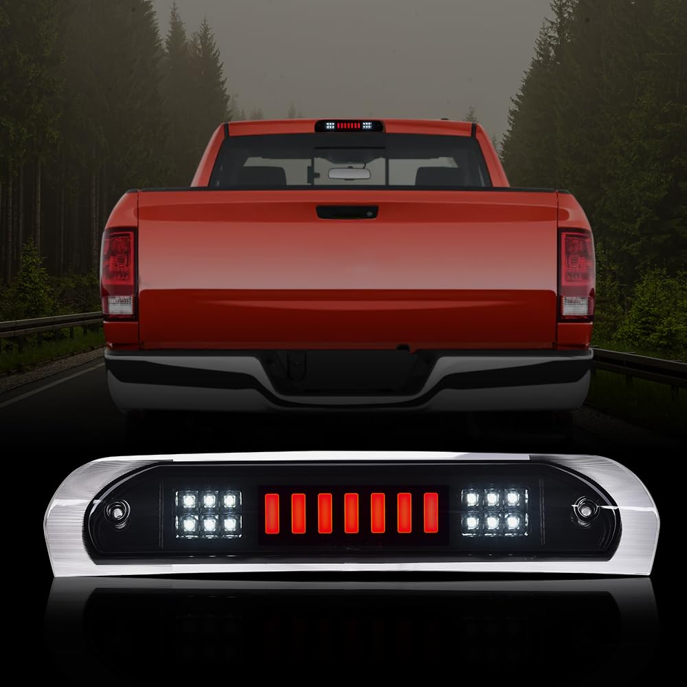 G-PLUS LED Third Brake Light Compatible With 2002-08 Dodge RAM 1500/2003-09 Dodge RAM 2500 3500 3RD LED Bar Brake/Cargo Lamp,Type I (Black Housing Smoky Lens)