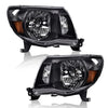 G-PLUS Headlights Assembly Front Headlamp Left & Right W/o Bulbs, Compatible with Toyota Tacoma 2005-2011 TO2502157, TO2503157 Bumper Headlamps, Clear Lens Black Housing Amber Reflector