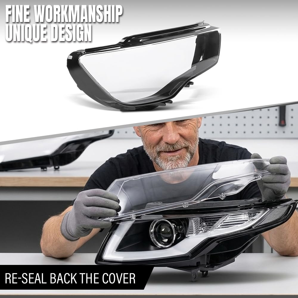 G-PLUS Headlight Lens Cover Compatible with Audi A3 2013-2016 8V0941004 Right Side Front Headlamp Lens Cover Clear