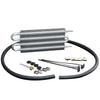 G-PLUS 4 Row AN6 Radiator Remote Aluminum Transmission Racing Oil Cooler + Oil Hose Mounting Kit Universal For Cars Trucks Silver