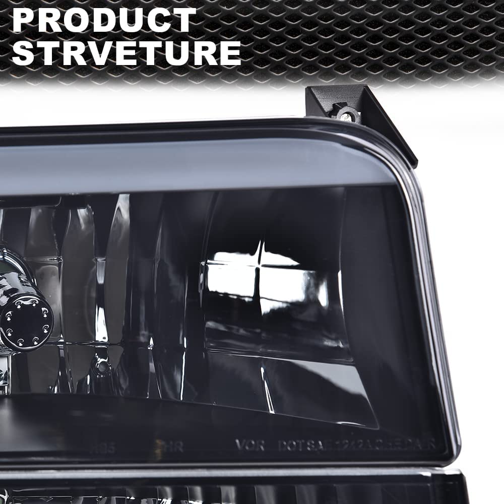G-PLUS LED DRL Headlights Fit Ford Bronco F150 F250 F350 1992-1996,Fit w/Halogen Headlights Only,Bumper Headlamps, Left & Right Clear Lens Black Housing Amber Reflector,faros delanteros