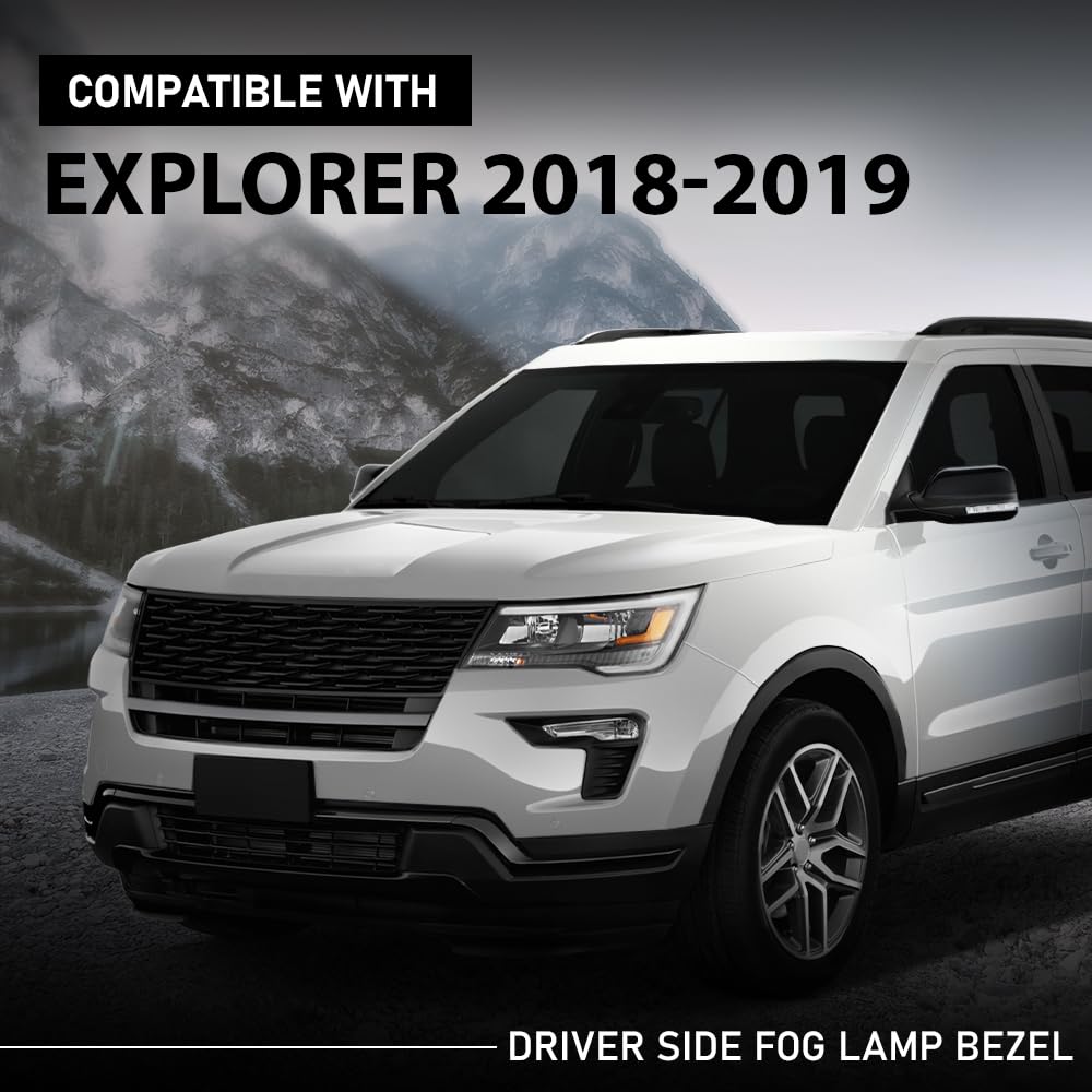 G-PLUS Front Left Fog Light Cover Lamp Bezel, Compatible with Ford Explorer (submodel: Base, Limited, Platinum, Sport, XLT) 2018 2019, Driver Side, JB5Z17E811BA, FO1038181