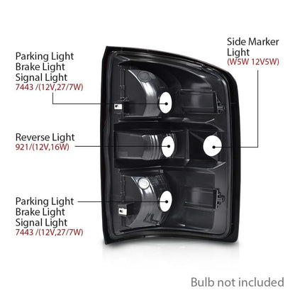 G-PLUS Tail Lights W/obulbs Compatible with GMC Sierra 1500 2014-2018, Fit GMC Sierra 2500 HD 3500 HD 2015-2019, Smoke Lens Luces Traseras Rear Brake Lamps Assembly